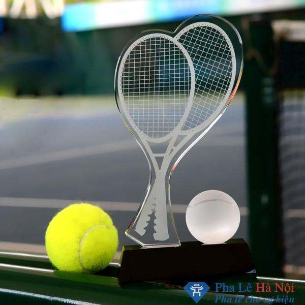 Cúp pha lê thể thao vợt tennis đôi